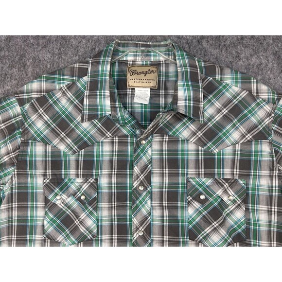Wrangler Western Shirt Plaid Pearl Snap Short Sleeve Cowboy Size 3XL Lot Of 2 - Picture 9 of 15